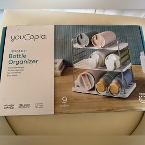 youCopia Bottle Organizer with Pastel Travel Bottles